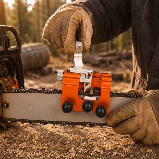 Chainsaw Sharpener, Clamp-On Bar Mount Filing Guide