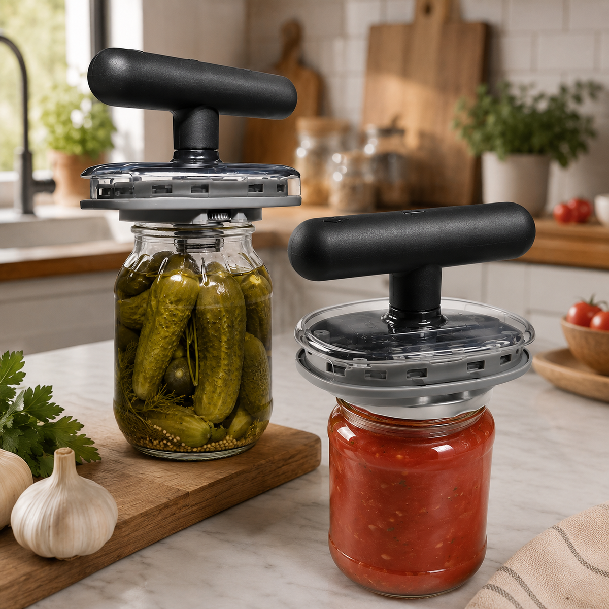 Adjustable Jar Opener with Wooden Handle, Manual Lid Twister