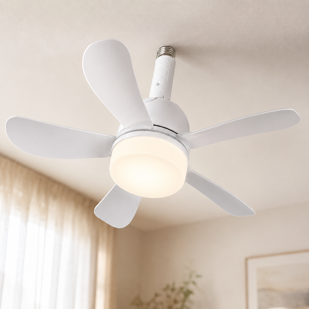 Light Socket Ceiling Fan with Dimmable LED and Remote