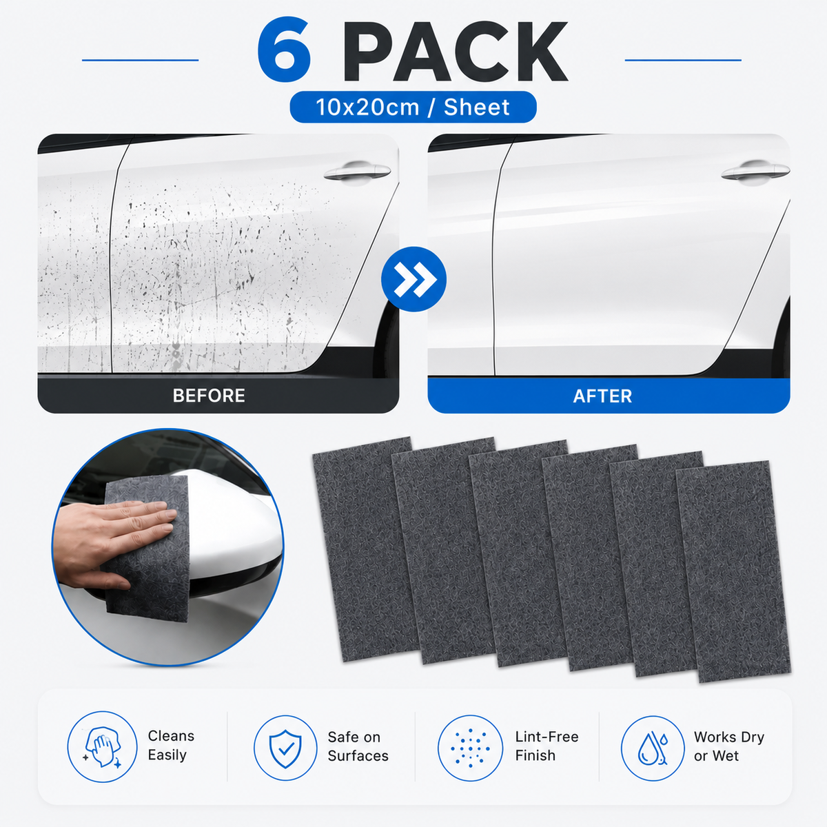 Microfiber Car Polishing Cloth, Auto Paint Care Set