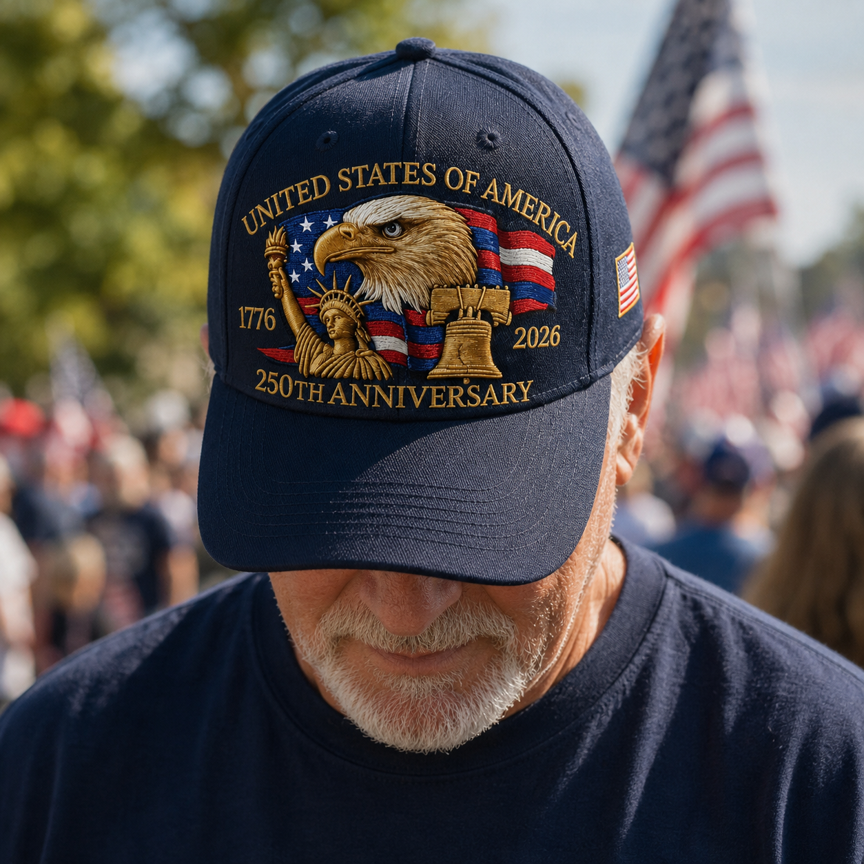 Patriotic American Cap, Embroidered Eagle Design