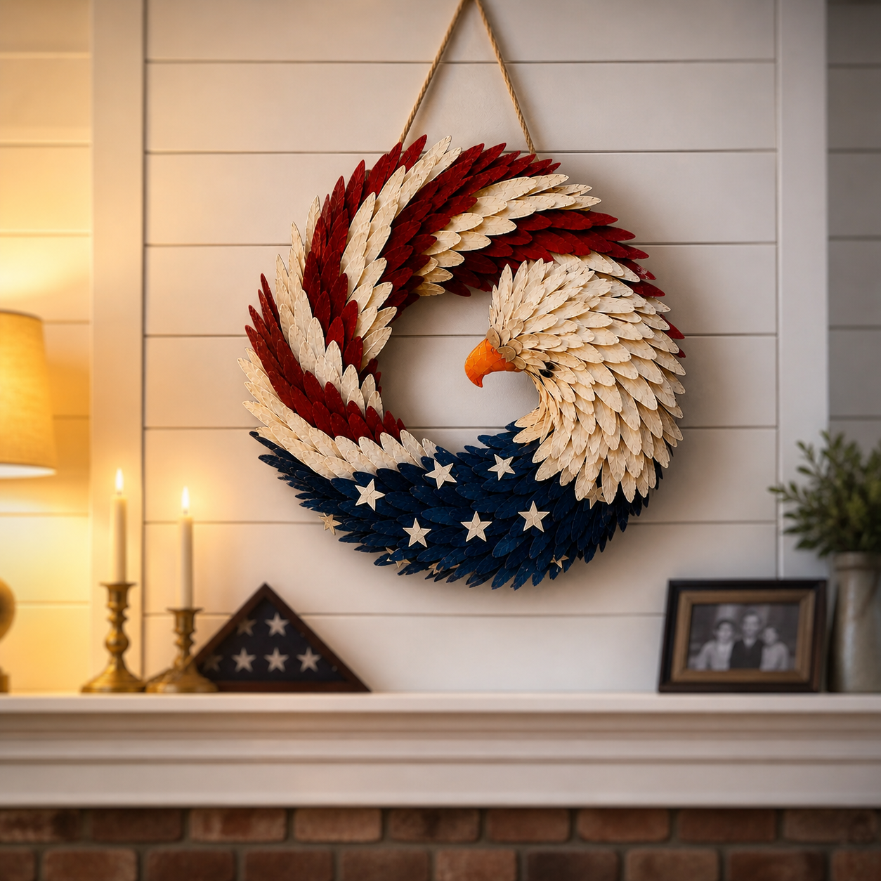 Patriotic Eagle Door Wreath, 3D American Flag Decor
