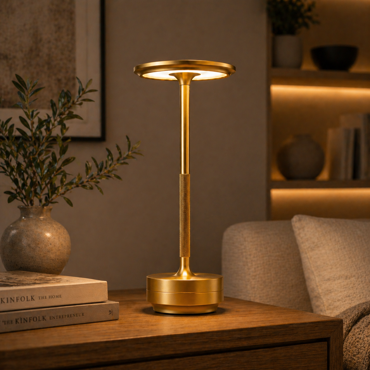 Yifare EcoLume Lamp, Cordless LED Touch Table Lamp, 3 Brightness Levels Rechargeable Bedside Light, Modern Decor, Gift for Her