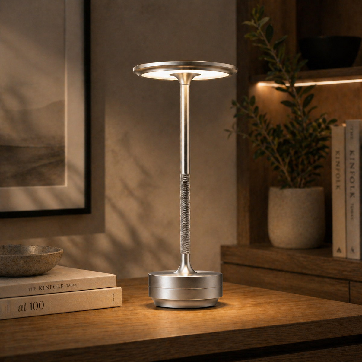 Yifare EcoLume Lamp, Cordless LED Touch Table Lamp, 3 Brightness Levels Rechargeable Bedside Light, Modern Decor, Gift for Her