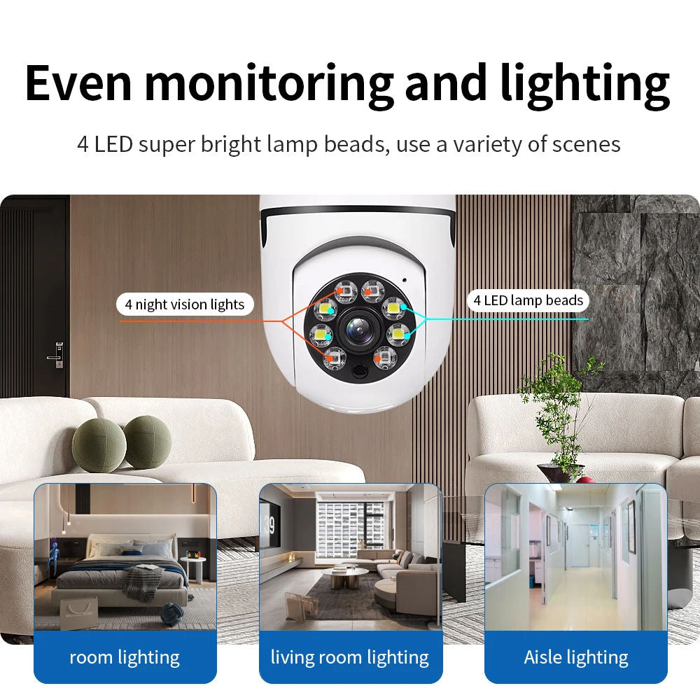 Security Camera Light Bulb, Outdoor WiFi Surveillance Lamp