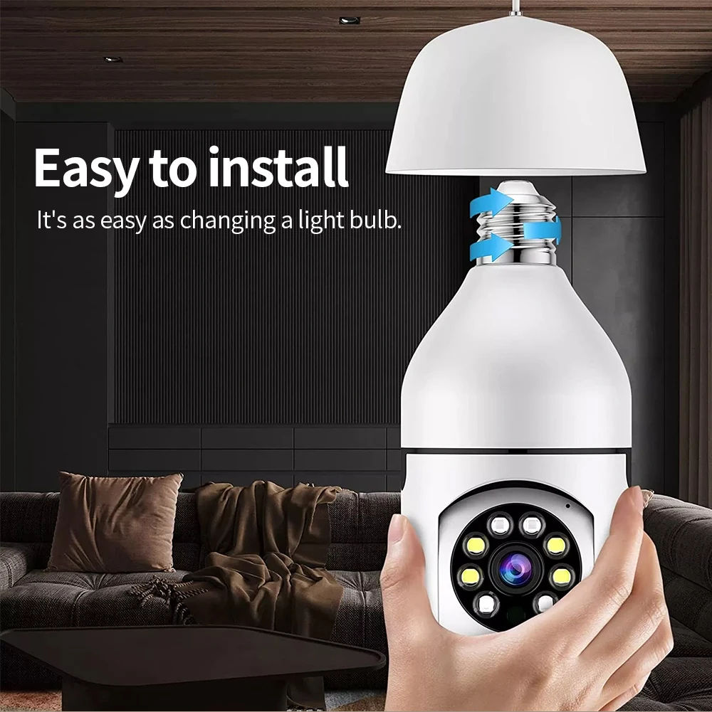 Security Camera Light Bulb, Outdoor WiFi Surveillance Lamp