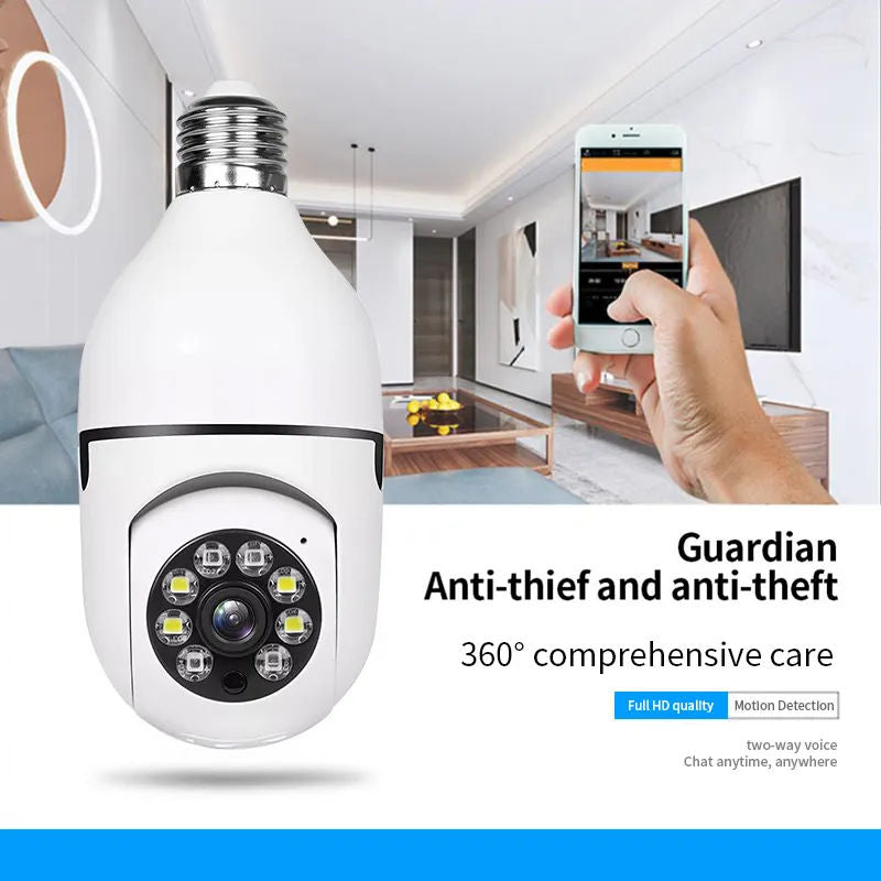 Security Camera Light Bulb, Outdoor WiFi Surveillance Lamp