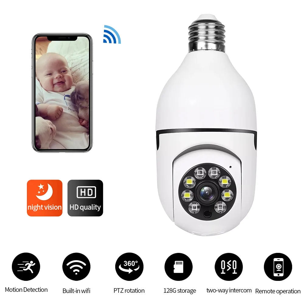 Security Camera Light Bulb, Outdoor WiFi Surveillance Lamp
