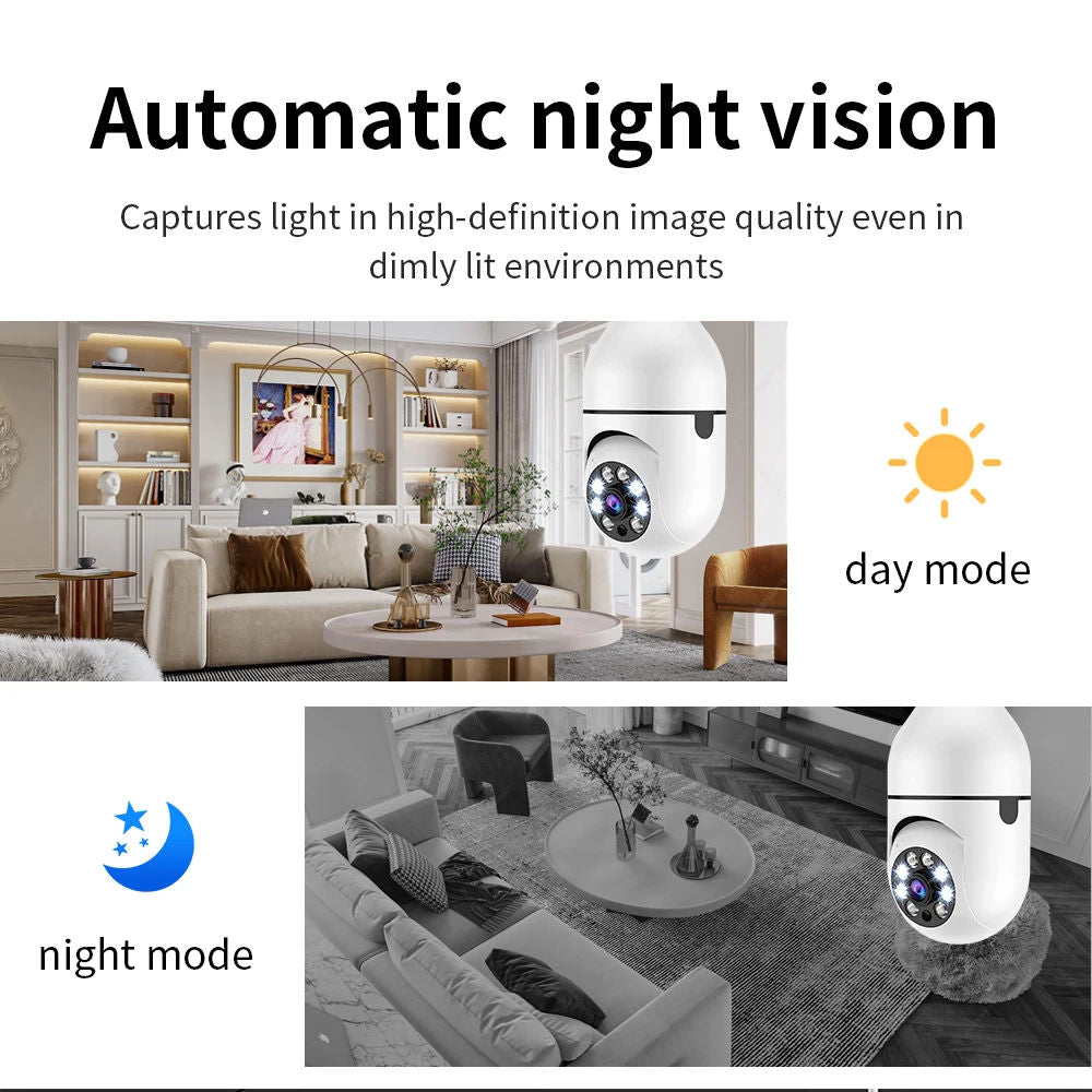 Security Camera Light Bulb, Outdoor WiFi Surveillance Lamp
