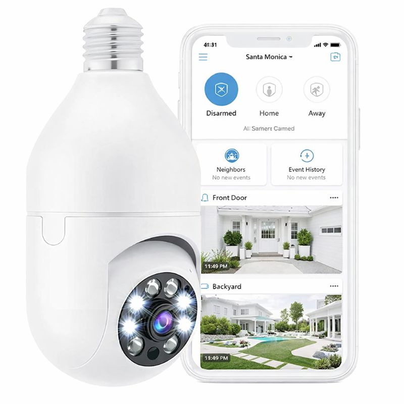 Security Camera Light Bulb, Outdoor WiFi Surveillance Lamp